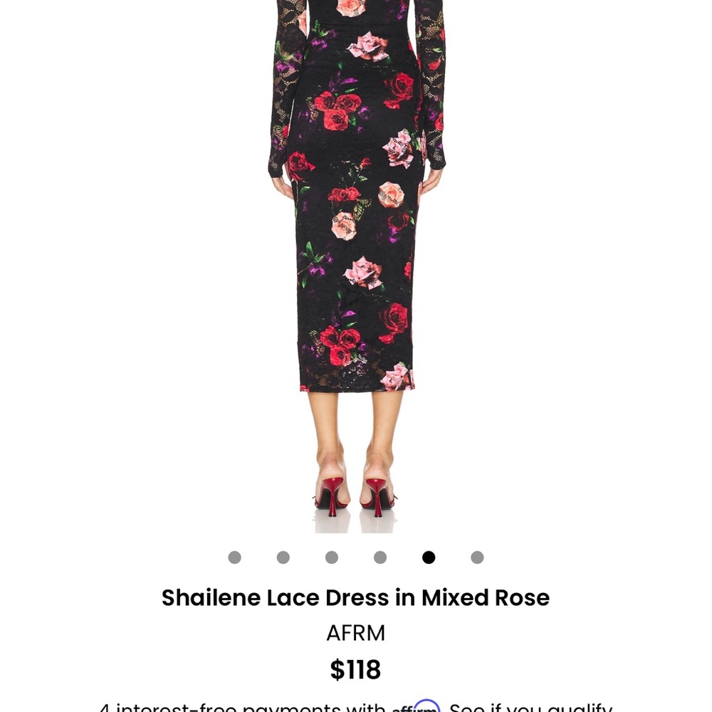 AFRM Red and Pink Sheath Dress with Bishop Sleeves